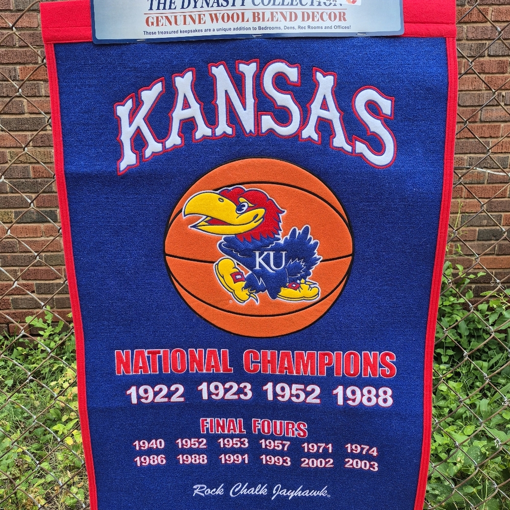 Kansas Jayhawks National Champions Plus Final Fours Banner 24x37 Pre-owned